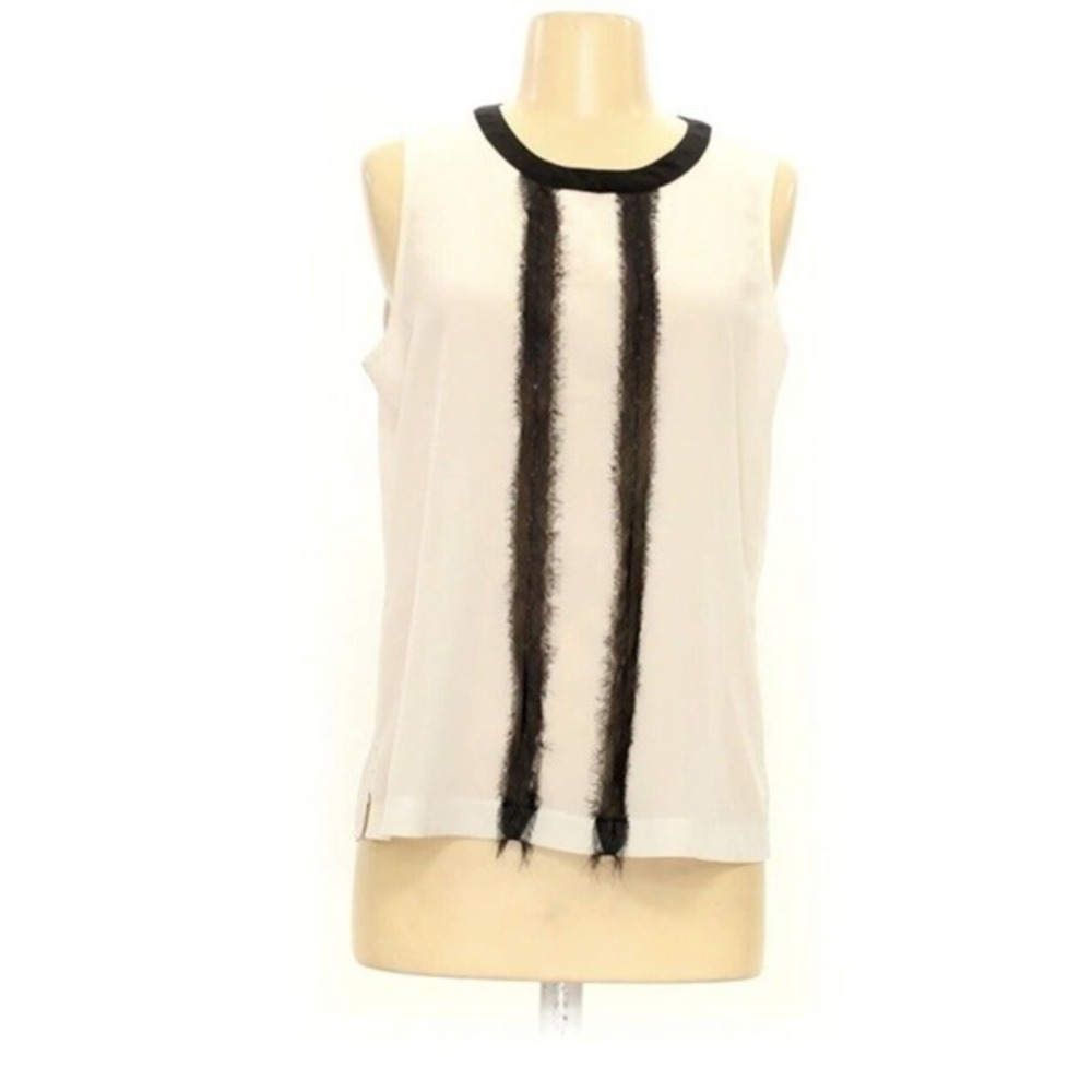 Rob And Nikki Sleeveless Top White With Black Trim Size Large